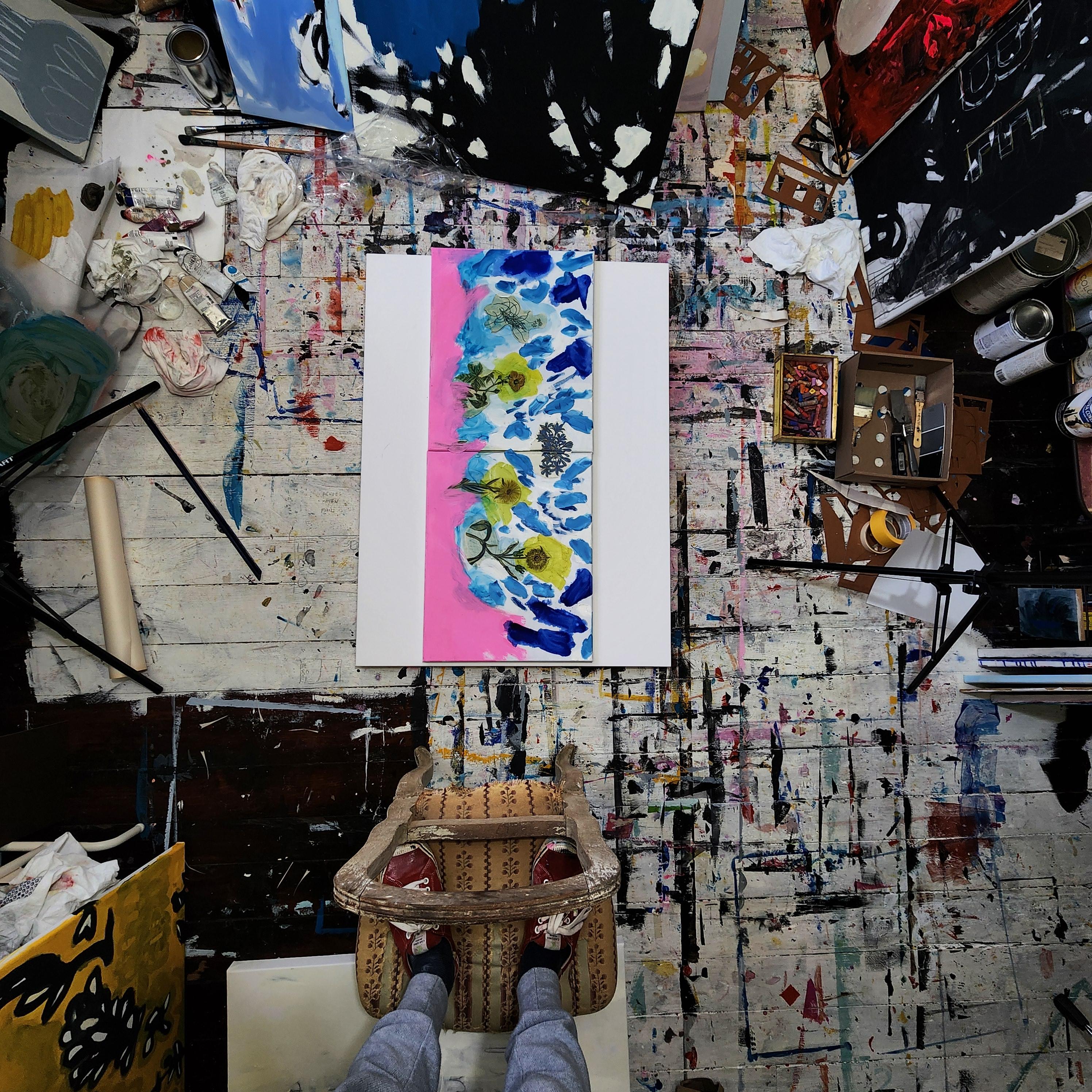 Studio surface, tools, and material traces from Gareth Pitt-Hart